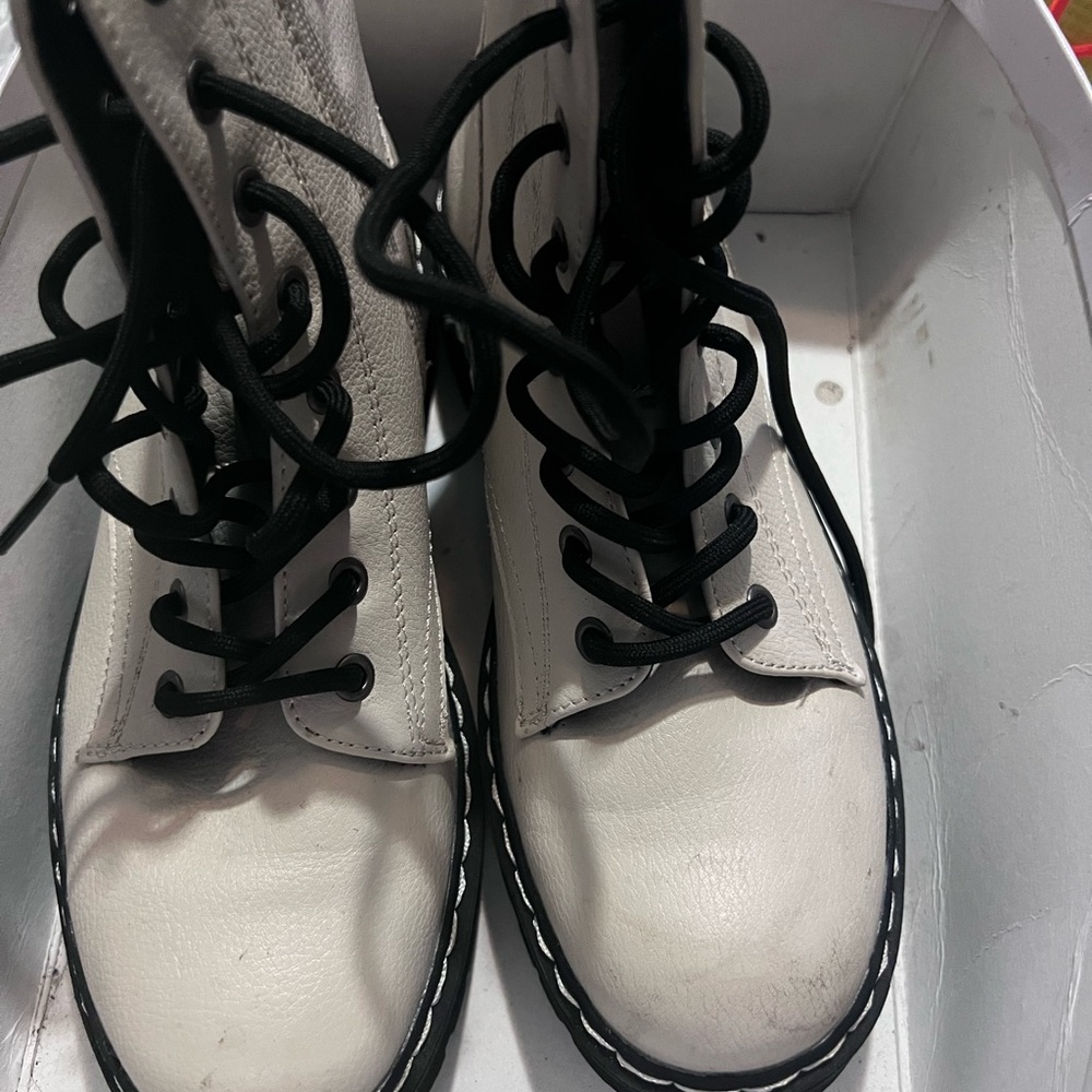 Classic White Lace-Up Boots